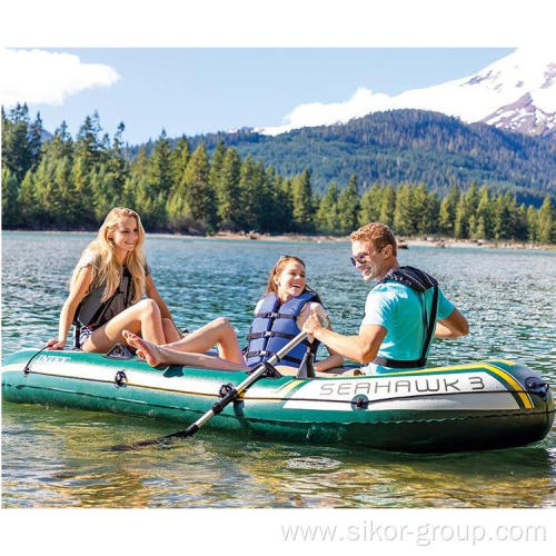 Intex 68380 Seahawk 3 Boat Set Inflatable Fishing Rowing Boat